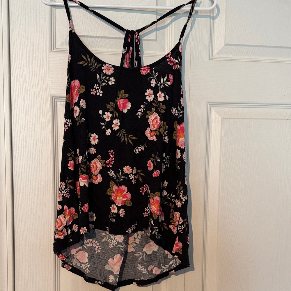 Floral Black Sleeveless Top